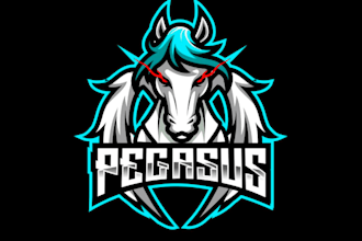create modern awesome pegasus logo just 24 hrs