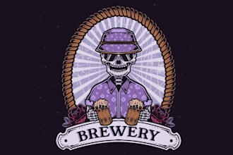 make high quality brewery pub beer mascot logo with t shirt design