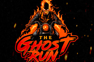 create unique ghost rider logo with t shirt graphic design