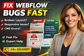 fix webflow bugs, errors and issues on your webflow website as webflow expert