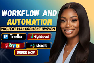 setup workflows automations on asana, trello clickup monday crm make integration