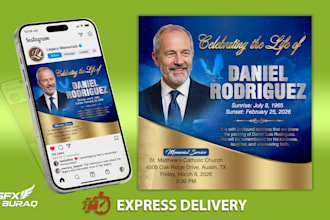 funeral announcement, memorial, tribute flyer and post design