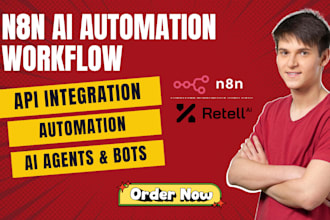 build custom n8n workflows, ai agent, workflow automation api integration