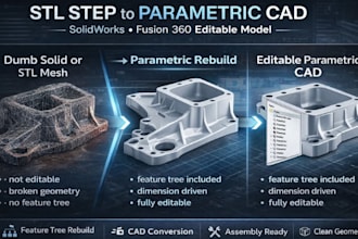 convert stl step iges to parametric cad solidworks fusion 360 model
