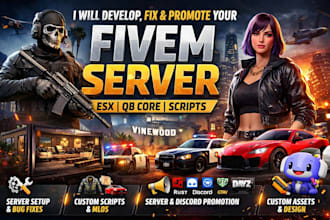 develop, fix and promote your fivem server esx qbcore scripts