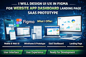 design UI UX in figma for website app dashboard landing page saas prototype