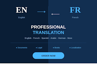 provide fast, precise doc translation in english, french, spanish, arabic, other