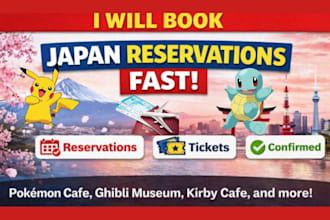 secure pokemon cafe reservation, kirby cafe booking and japan tickets fast