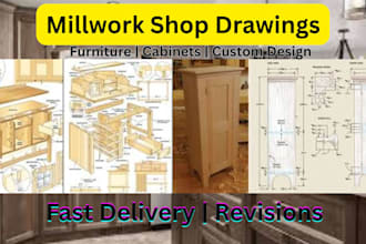 design millwork shop drawings for custom furniture and cabinetry