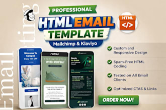 design responsive HTML email newsletter, mailchimp or klaviyo