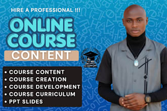 create a professional online course with curriculum, scripts, and slides