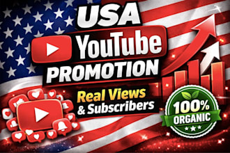 boost your youtube video with real USA promotion to get real views, subscribers