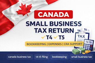 prepare canada small business tax filing with t4 t5 bookkeeping support