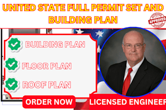 full permit set,building plan,roof plan,floor plan,site plan,usa stamp
