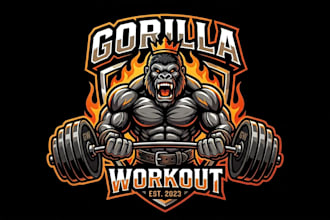 design unique gorilla workout logo for gym and fitness brand