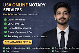 do USA online notary, notarize legal documents and usps form 1583 fast