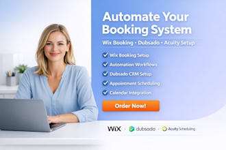 setup wix appointment booking, acuity scheduling, dubsado, automation calendar