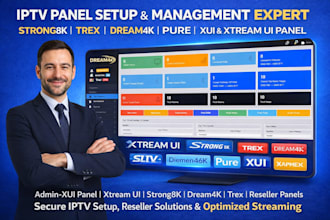 setup admin  xui panel,xtream ui, strong8k, drem4k and trex reseller panel
