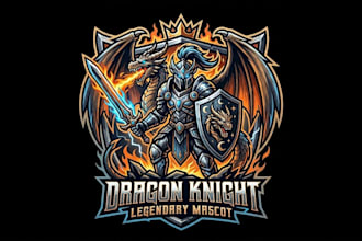 design dragon knight mascot logo for gaming and esports