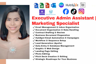 be your executive assistant for admin and marketing