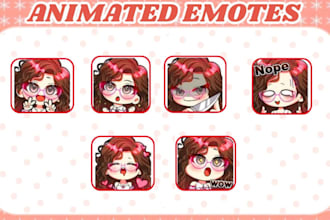 create animated emotes, twitch emotes, chibi emotes, pfp, sticker, and vtuber