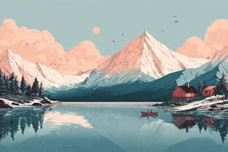create flat landscape illustration of nature
