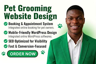 design a captivating wordpress website for pet grooming and dog care