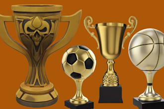 design custom 3d trophy models, award and medals for 3d printing stl, 3mf