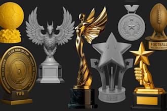 design custom 3d trophy medal award coin product for rendering or printing