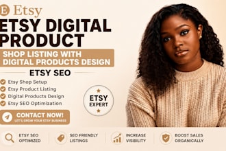 do etsy digital product, shop listing with etsy digital products design,etsy SEO