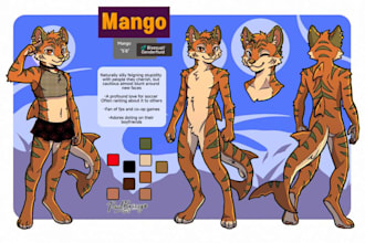 draw furry ref sheet fursona character anthro oc sfw nsfw furry badge commission