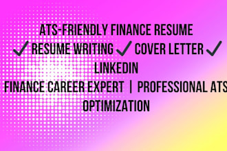 do your finance resume, financial analyst, investment bankers,portfolio manager