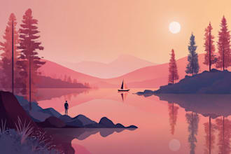 illustrate beautiful flat landscape illustration art