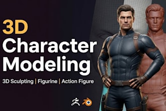 3d character modeling 3d sculpting 3d figurine action figure in zbrush, blender