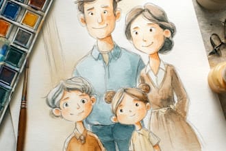 create a watercolor family portrait