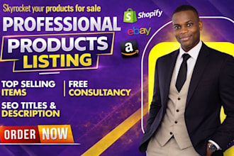 research trending products, scrape and list on amazon, ebay and shopify