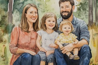 create a watercolor family portrait