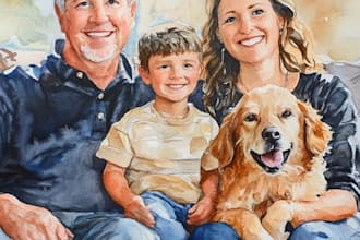 make watercolor family portrait