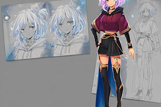 draw character reference sheet for your oc, vtuber, fanart