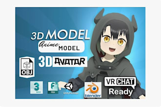 create 3d character models for vtuber, anime, 3d rigging, vroid or vrchat