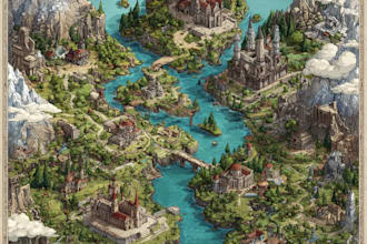 create a marvelous vintage fantasy vector map, illustration for you