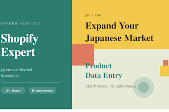 provide shopify product data entry and japanese localization