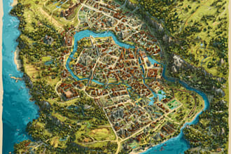 illustrate a professional vector fantasy or historical map