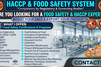 consultation on foods, haccp, food safety, gmp, supplements