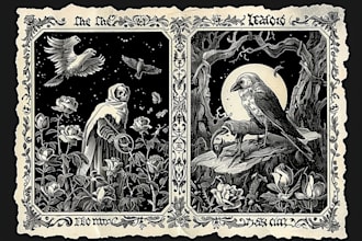 create dark vintage illustrate book cover