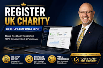 register your UK charity with the charity commission and full legal compliance