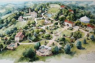 do custom watercolor wedding map