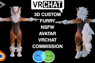 create a custom furry vrchat avatar, furson for tw discord, youtube and game pfp