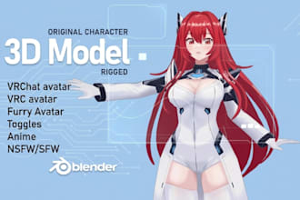 do custom 3d chatacter model, furry vr chat avatar, nsfw, vroid vtuber, anime