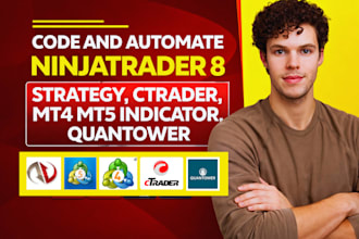 code and automate ninjatrader 8 strategy, ctrader, mt4 mt5 indicator, quantower